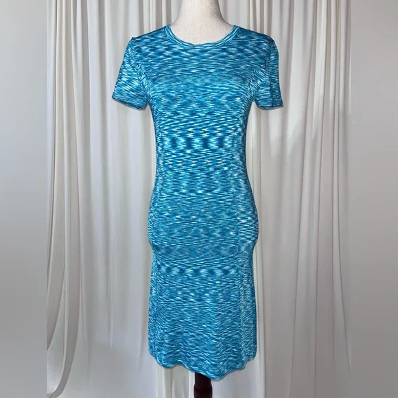 Michael Kors Turquoise Space Dyed Patterned Knit Midi Dress - Picture 2 of 7